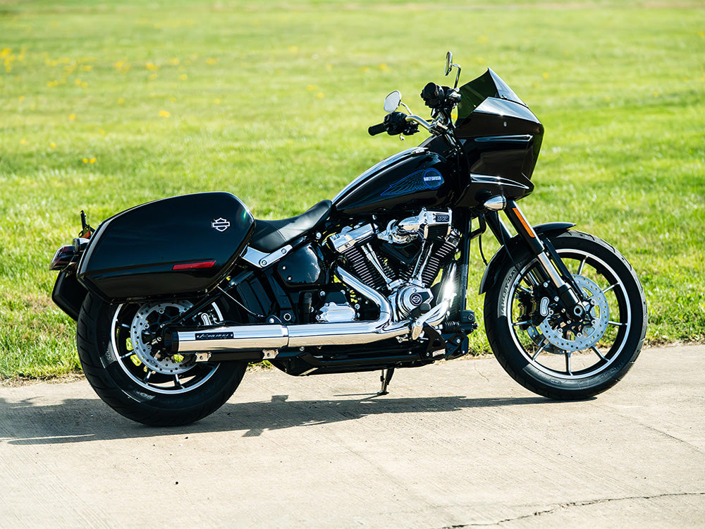 Rinehart Racing RIN-500-1250 4" HP40 Slip-On Muffler Chrome w/Black End Cap for Harley-Davidson Softail Street Bob/Low Rider S/Low Rider ST/Heritage 25-Up