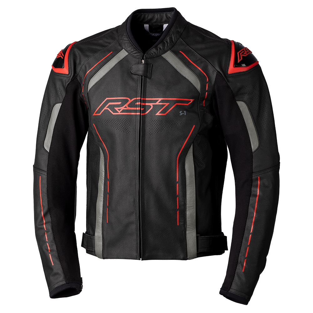 RST S-1 CE Black/Grey/Red Leather Jacket