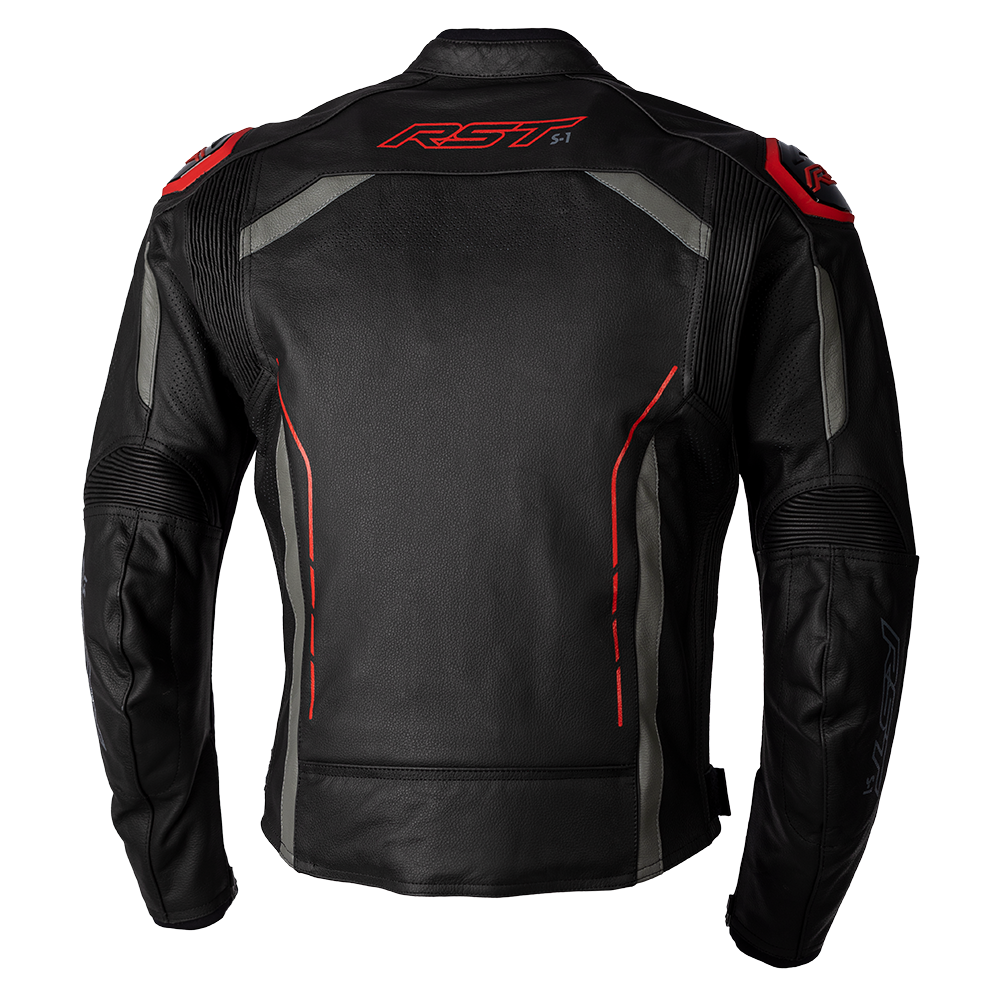 RST S-1 CE Black/Grey/Red Leather Jacket