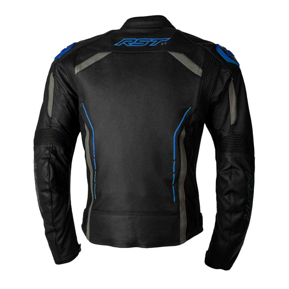 RST S-1 CE Black/Grey/Blue Leather Jacket