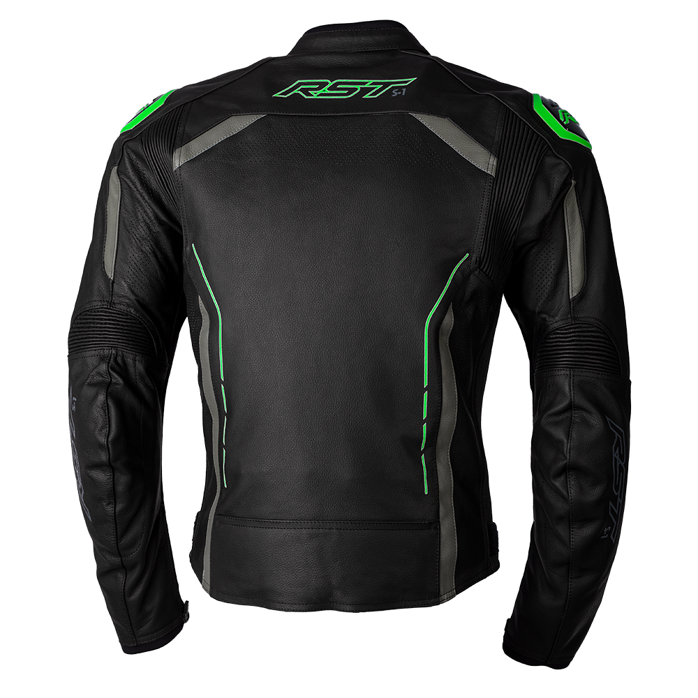 RST S-1 CE Black/Grey/Neon Green Leather Jacket