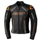 RST S-1 CE Black/Grey/Neon Orange Leather Jacket