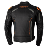 RST S-1 CE Black/Grey/Neon Orange Leather Jacket