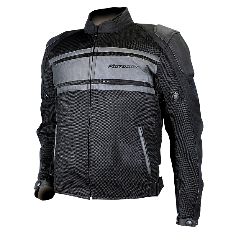 MotoDry Revolt Black/Dark Grey Leather/Textile Jacket