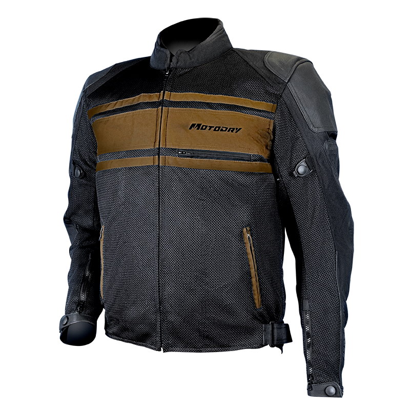 MotoDry Revolt Black/Vintage Bronze Leather/Textile Jacket