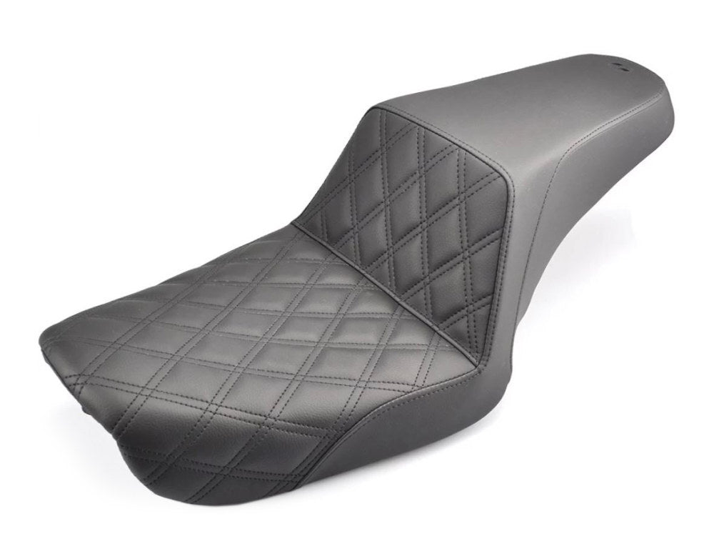 Saddlemen SAD-804-04-172 Step-Up LS Dual Seat w/Black Double Diamond Lattice Stitch for Dyna 04-05