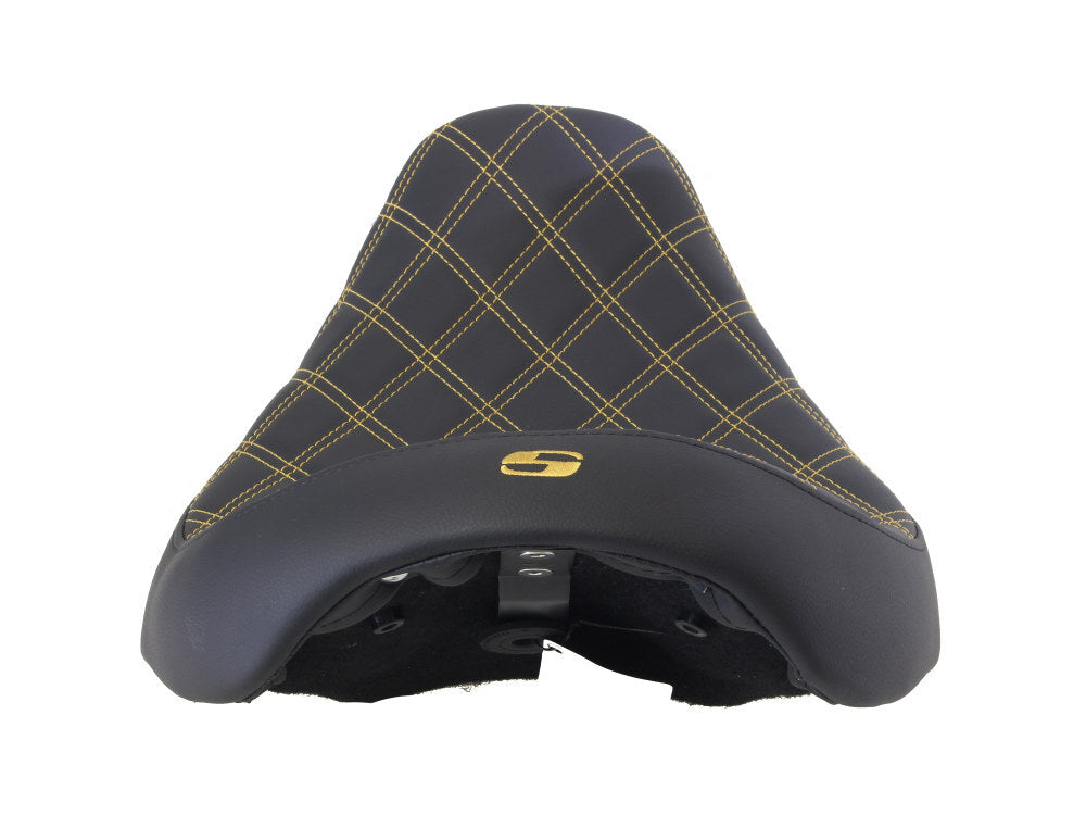 Saddlemen SAD-806-04-002LS-GO Renegade LS Solo Seat w/Gold Double Diamond Stitch for Dyna 06-17