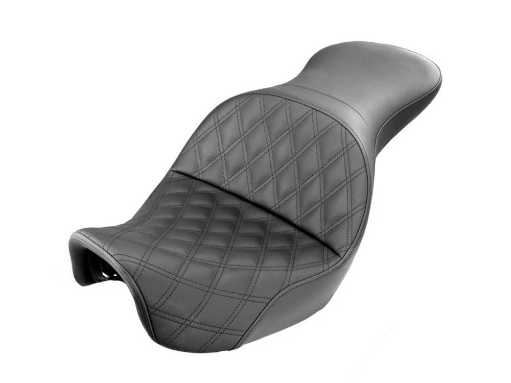 Saddlemen SAD-806-04-029LS Explorer LS Dual Seat w/Black Double Diamond Lattice Stitch for Dyna 06-17