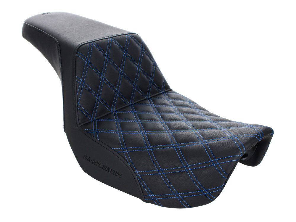 Saddlemen SAD-806-04-172BL Step-Up LS Dual Seat w/Blue Double Diamond Lattice Stitch for Dyna 06-17