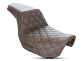 Saddlemen SAD-806-04-172BR Brown Step-Up LS Dual Seat w/Black Double Diamond Lattice Stitch for Dyna 06-17