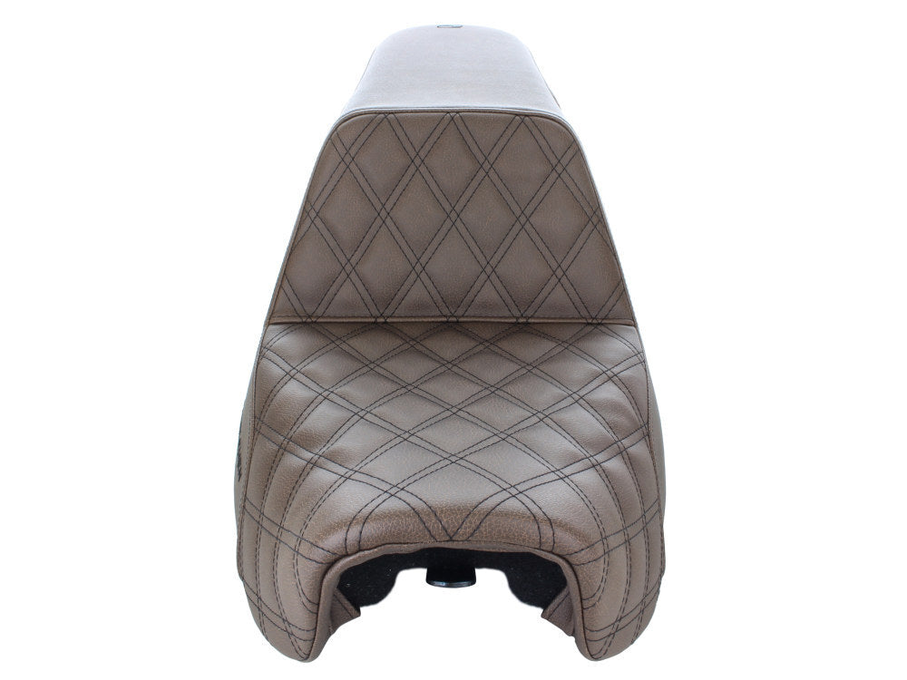 Saddlemen SAD-806-04-172BR Brown Step-Up LS Dual Seat w/Black Double Diamond Lattice Stitch for Dyna 06-17