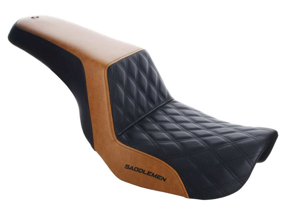 Saddlemen SAD-806-04-172COR Custom Black/Brown Step-Up LS Dual Seat w/Black Double Diamond Lattice Stitch for Dyna 06-17