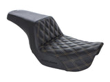 Saddlemen SAD-806-04-172GO Step-Up LS Dual Seat w/Gold Double Diamond Lattice Stitch for Dyna 06-17