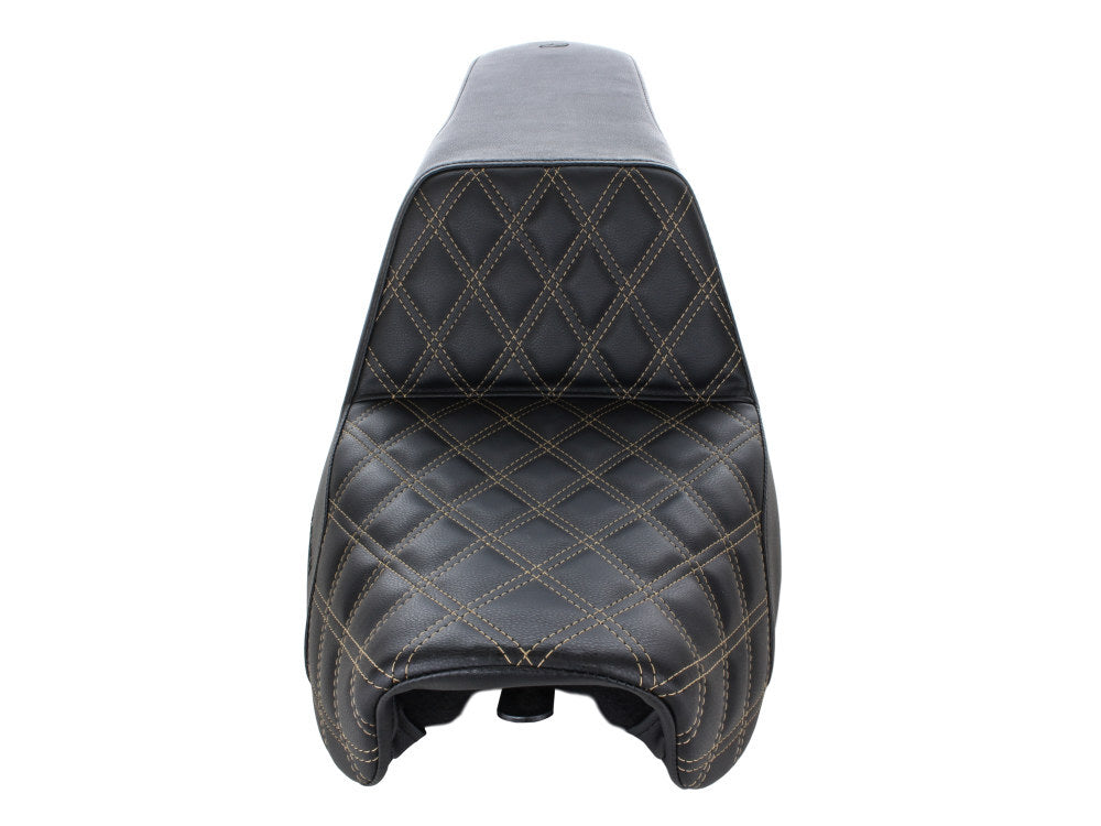 Saddlemen SAD-806-04-172GO Step-Up LS Dual Seat w/Gold Double Diamond Lattice Stitch for Dyna 06-17