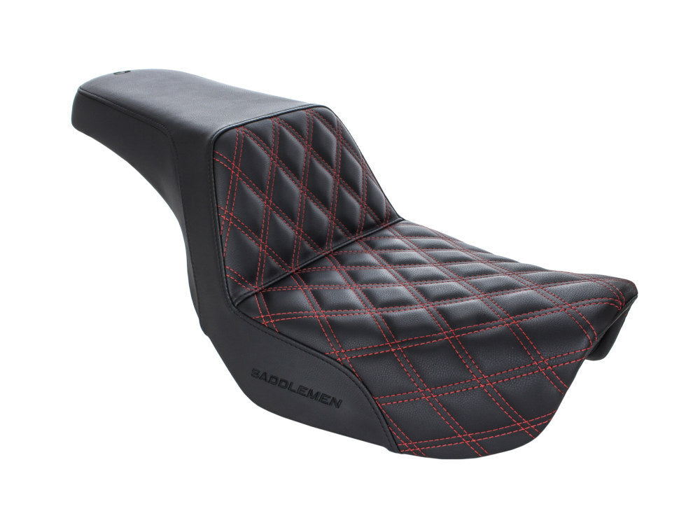 Saddlemen SAD-806-04-172RD Step-Up LS Dual Seat w/Red Double Diamond Lattice Stitch for Dyna 06-17