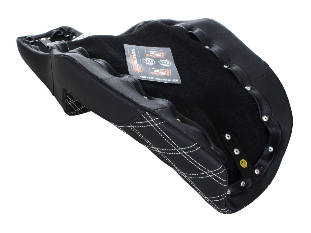 Saddlemen SAD-806-04-172WH Step-Up LS Dual Seat w/White Double Diamond Lattice Stitch for Dyna 06-17