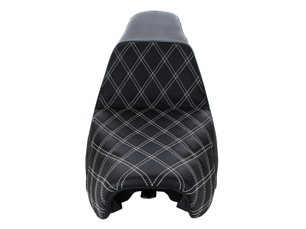 Saddlemen SAD-806-04-172WH Step-Up LS Dual Seat w/White Double Diamond Lattice Stitch for Dyna 06-17