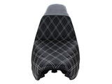 Saddlemen SAD-806-04-172WH Step-Up LS Dual Seat w/White Double Diamond Lattice Stitch for Dyna 06-17