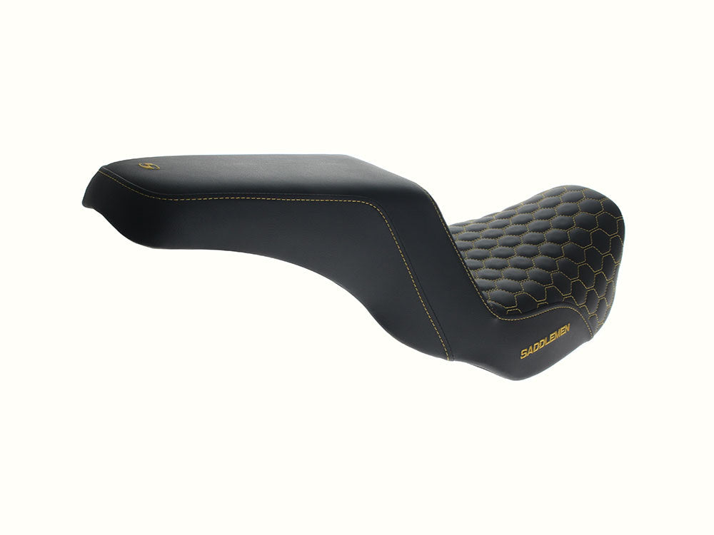 Saddlemen SAD-806-04-177GO Step-Up HC Dual Seat w/Gold Honeycomb Stitch for Dyna 06-17