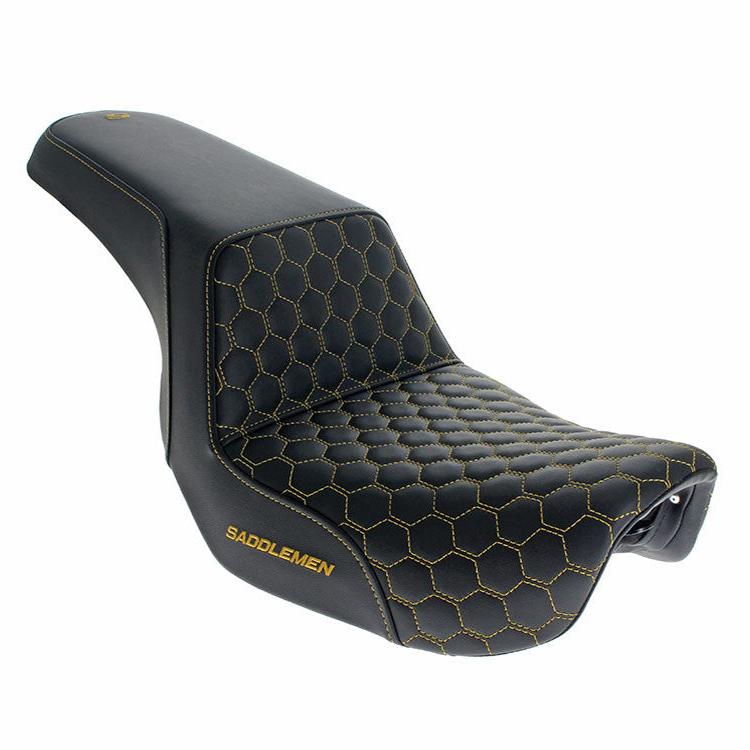 Saddlemen SAD-806-04-177GO Step-Up HC Dual Seat w/Gold Honeycomb Stitch for Dyna 06-17