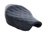 Saddlemen SAD-807-03-002LS-BL Renegade LS Solo Seat w/Blue Double Diamond Lattice Stitch for Sportster 04-21 w/4.5 Gallon Fuel Tank