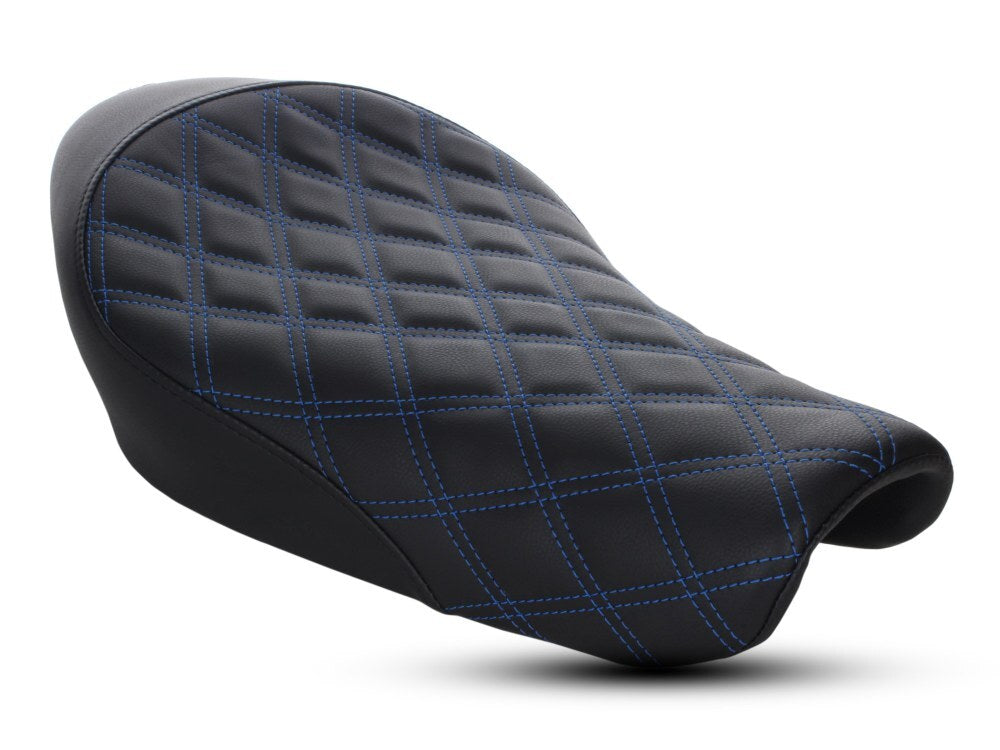 Saddlemen SAD-807-11-002LS-BL Renegade LS Solo Seat w/Blue Double Diamond Lattice Stitch for Sportster 04-21 w/3.3 Gallon Fuel Tank