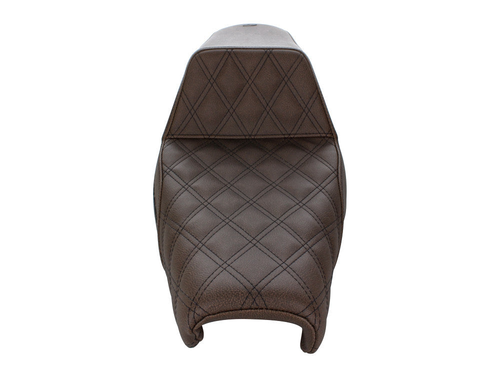 Saddlemen SAD-807-11-172BR Brown Step-Up LS Dual Seat w/Black Double Diamond Lattice Stitch for Sportster 04-21 w/3.3 Gallon Fuel Tank