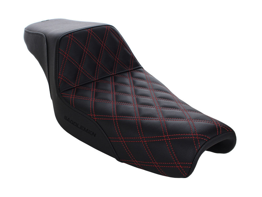 Saddlemen SAD-807-11-172RD Step-Up LS Dual Seat w/Red Double Diamond Lattice Stitch for Sportster 04-21 w/3.3 Gallon Fuel Tank