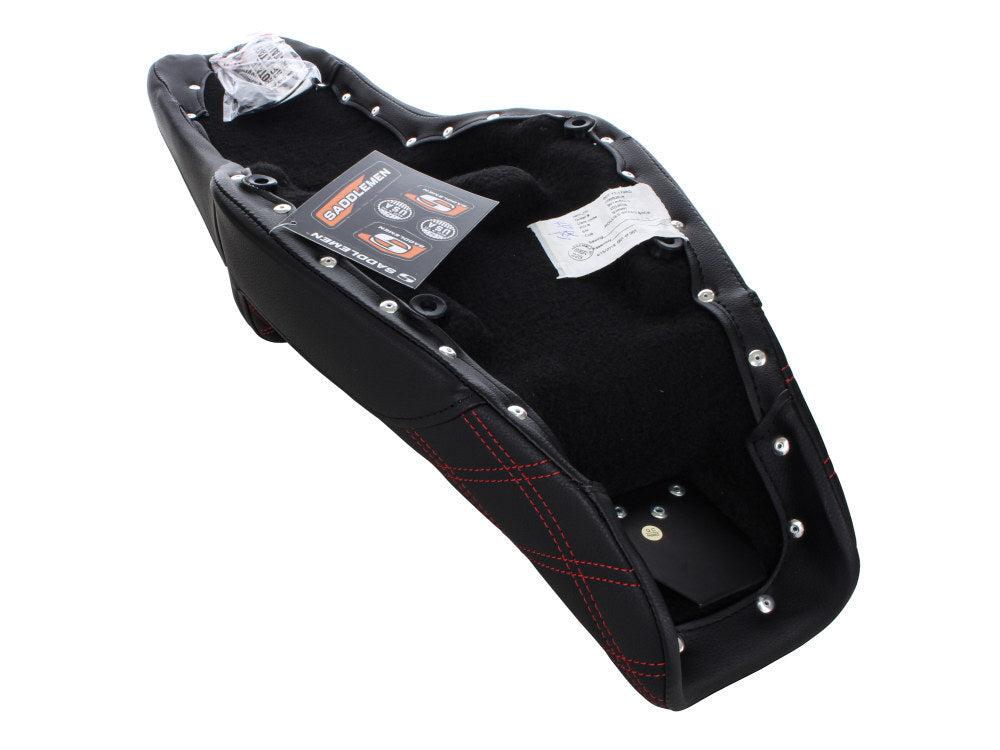 Saddlemen SAD-807-11-172RD Step-Up LS Dual Seat w/Red Double Diamond Lattice Stitch for Sportster 04-21 w/3.3 Gallon Fuel Tank