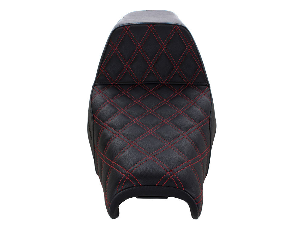 Saddlemen SAD-807-11-172RD Step-Up LS Dual Seat w/Red Double Diamond Lattice Stitch for Sportster 04-21 w/3.3 Gallon Fuel Tank