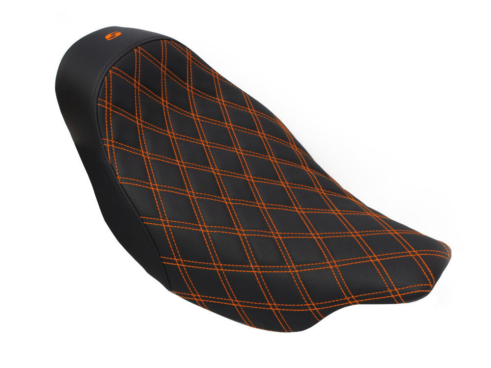 Saddlemen SAD-808-07B-002LS-OR Renegade LS Solo Seat w/Orange Double Diamond Lattice Stitch for Touring 08-Up