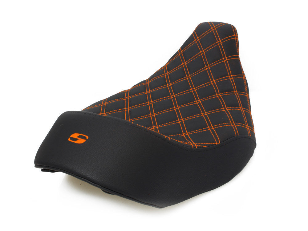 Saddlemen SAD-808-07B-002LS-OR Renegade LS Solo Seat w/Orange Double Diamond Lattice Stitch for Touring 08-Up