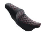 Saddlemen SAD-808-07B-162RD Slim LS Dual Seat w/Red Double Diamond Lattice Stitch for Touring 08-23