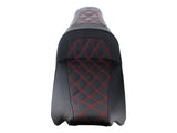 Saddlemen SAD-808-07B-162RD Slim LS Dual Seat w/Red Double Diamond Lattice Stitch for Touring 08-23