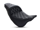 Saddlemen SAD-808-07B-162WH Slim LS Dual Seat w/White Double Diamond Lattice Stitch for Touring 08-23