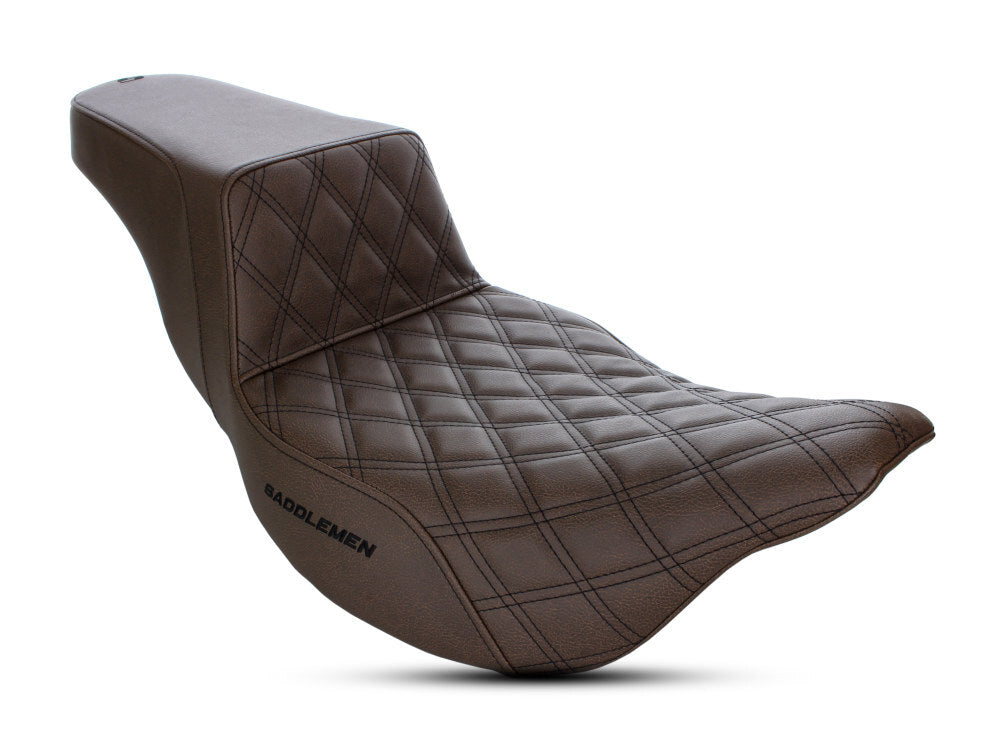 Saddlemen SAD-808-07B-172BR Brown Step-Up LS Dual Seat w/Black Double Diamond Lattice Stitch for Touring 08-23