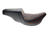 Saddlemen SAD-808-07B-172OR Step-Up LS Dual Seat w/Orange Double Diamond Lattice Stitch for Touring 08-23