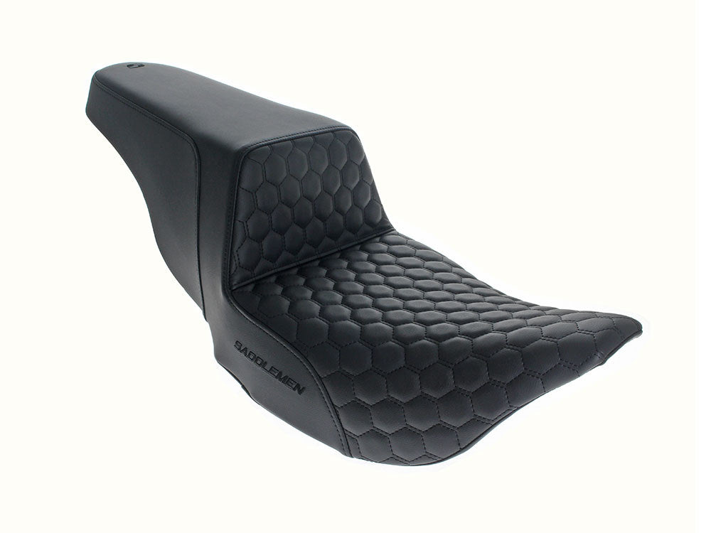 Saddlemen SAD-808-07B-177 Step-Up HC Dual Seat w/Black Honeycomb Stitch for most Touring 08-24