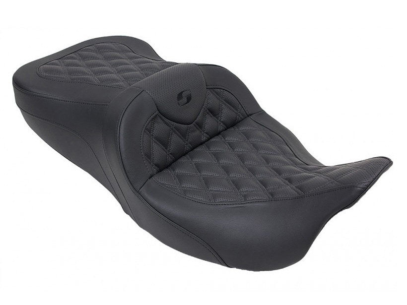 Saddlemen SAD-808-07B-182 Roadsofa LS Dual Seat w/Black Double Diamond Lattice Stitch for Touring 08-23