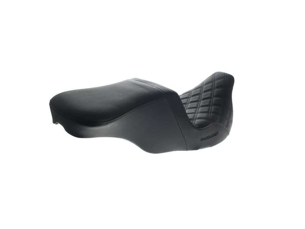Saddlemen SAD-808-07B-192BR Tour Step-Up LS Dual Seat w/Backrest & Black Double Diamond Lattice Stitch for most Touring 08-24