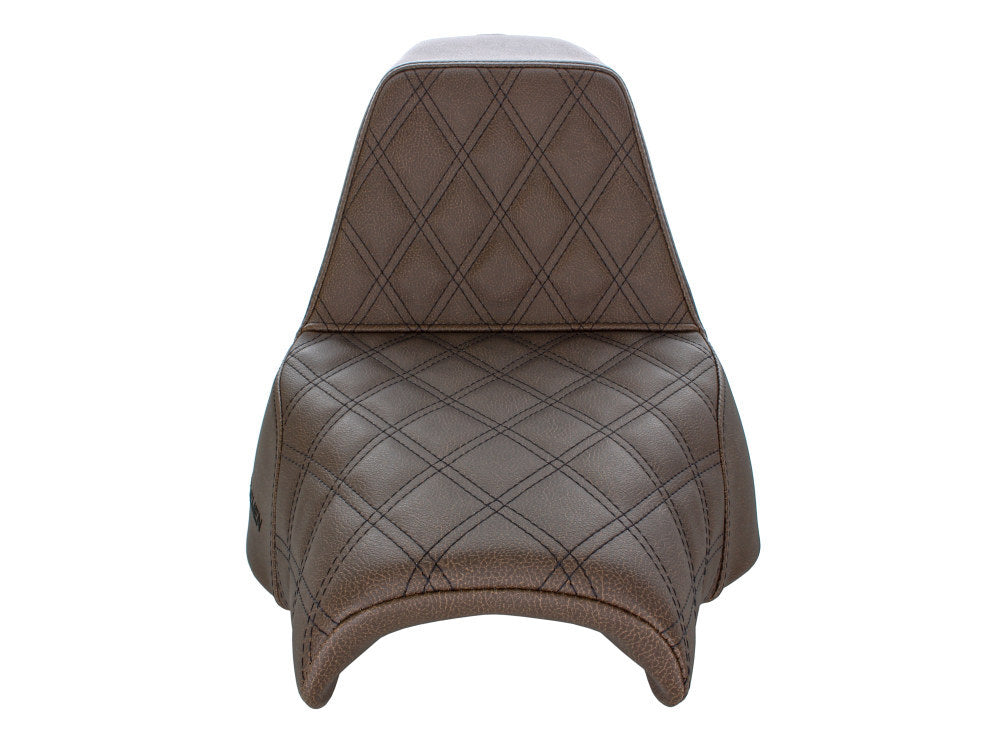 Saddlemen SAD-818-28-172BR Brown Step-Up LS Dual Seat w/Black Double Diamond Lattice Stitch for Fat Bob 18-Up