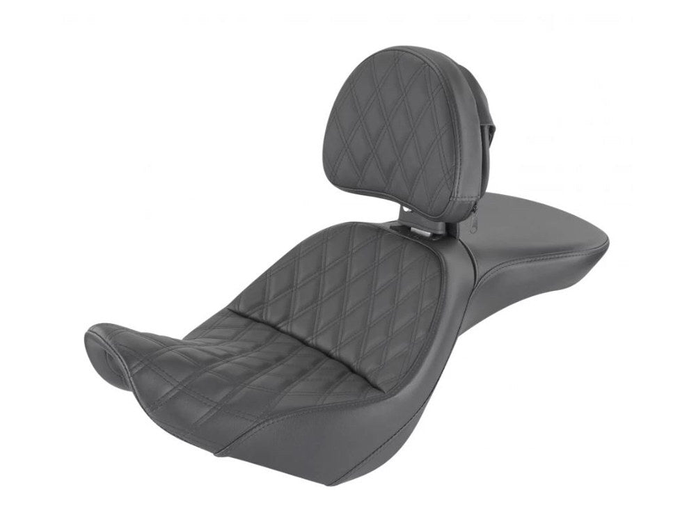 Saddlemen SAD-818-29-030LS Explorer LS Dual Seat & Backrest w/Black Double Diamond Lattice Stitch for Sport Glide/Low Rider 18-Up/Low Rider S 20-Up/Lo