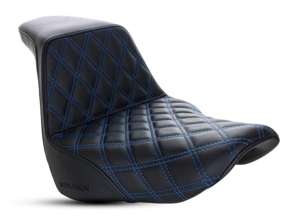 Saddlemen SAD-818-29-172BL Step-Up LS Dual Seat w/Blue Double Diamond Lattice Stitch for Sport Glide/Low Rider 18-Up/Low Rider S 20-Up/Low Rider ST 22