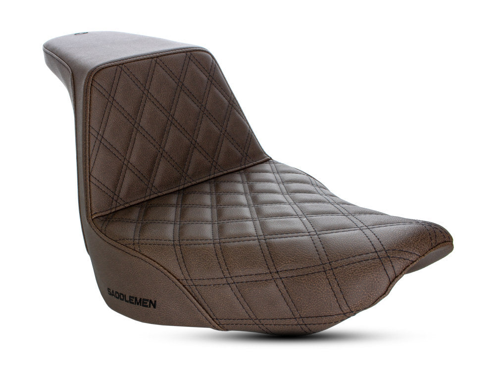 Saddlemen SAD-818-29-172BR Brown Step-Up LS Dual Seat w/Black Double Diamond Lattice Stitch for Sport Glide/Low Rider 18-Up/Low Rider S 20-Up/Low Ride