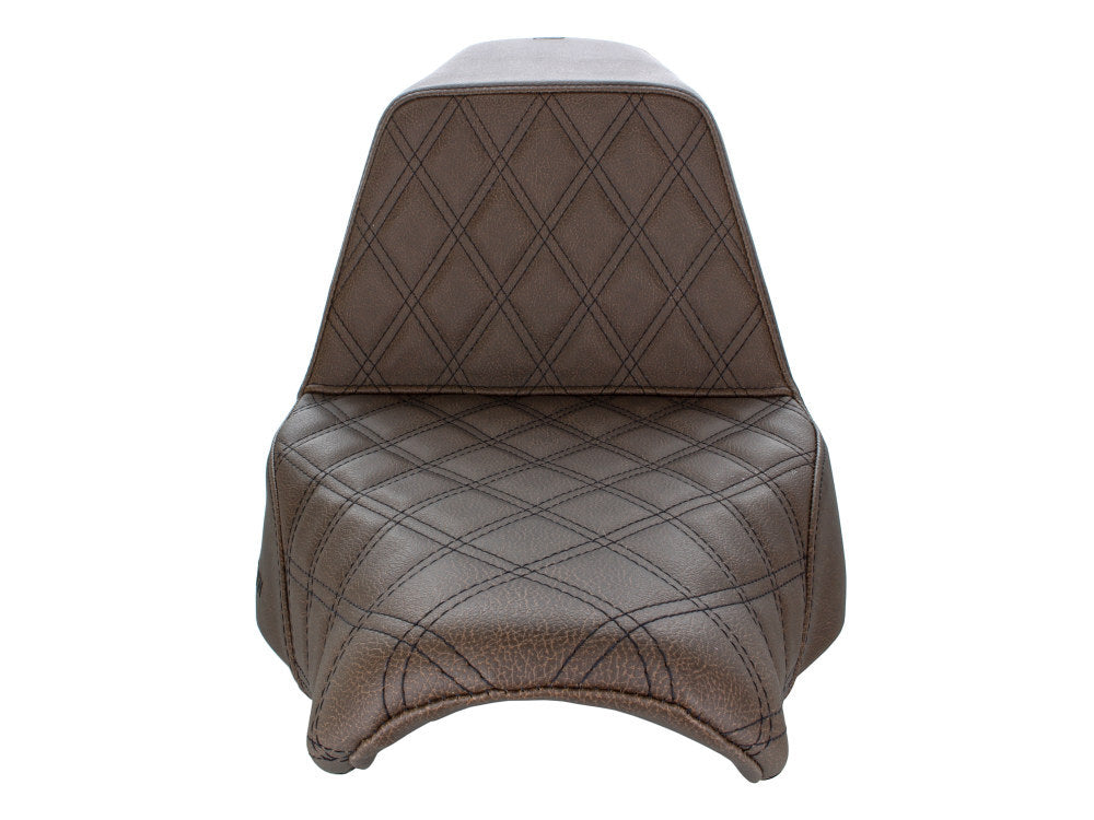 Saddlemen SAD-818-29-172BR Brown Step-Up LS Dual Seat w/Black Double Diamond Lattice Stitch for Sport Glide/Low Rider 18-Up/Low Rider S 20-Up/Low Ride