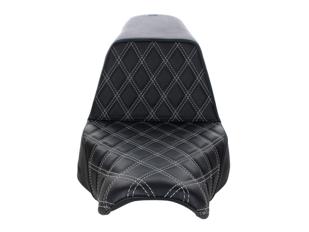 Saddlemen SAD-818-29-172SI Step-Up LS Dual Seat w/Silver Double Diamond Lattice Stitch for Sport Glide/Low Rider 18-Up/Low Rider S 20-Up/Low Rider ST