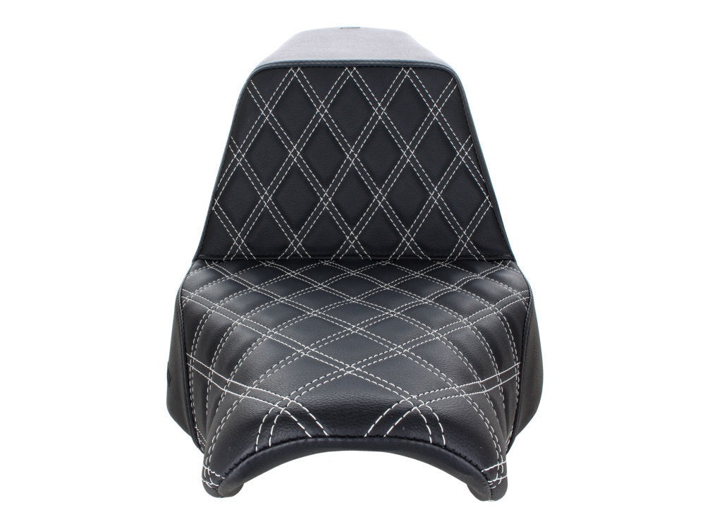 Saddlemen SAD-818-29-172WH Step-Up LS Dual Seat w/White Double Diamond Lattice Stitch for Sport Glide/Low Rider 18-Up/Low Rider S 20-Up/Low Rider ST 2