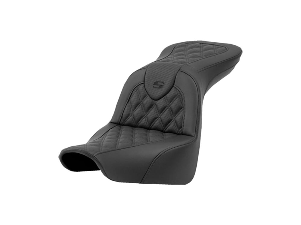 Saddlemen SAD-818-29-182 Roadsofa LS Dual Seat w/Black Double Diamond Lattice Stitch for Harley-Davidson Sport Glide/Low Rider 18-Up/Low Rider S 20-Up/Low Rider ST 22-Up