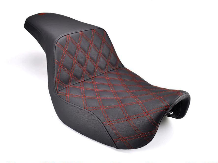 Saddlemen SAD-818-30-172RD Step-Up LS Dual Seat w/Red Double Diamond Lattice Stitch for Softail Street Bob 18-Up/Standard 20-Up