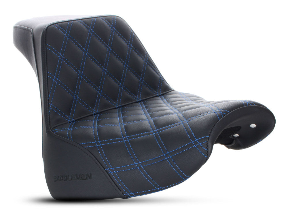 Saddlemen SAD-818-31-172BL Step-Up Front LS Dual Seat w/Blue Double Diamond Lattice Stitch for Breakout 18-22